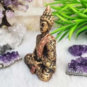 Buda Tibetano Mini Meditando MOD 1 - Ouro Velho - Imagem 2