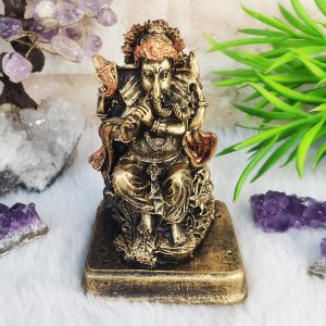 Ganesha Mini c/ Base - Ouro Velho