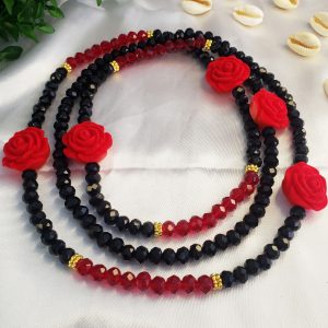 Guia Cristal Vermelho e Preto c/ Rosas