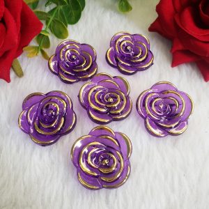 Flor de Acrilico 30mm - Roxo - 6 Unidades