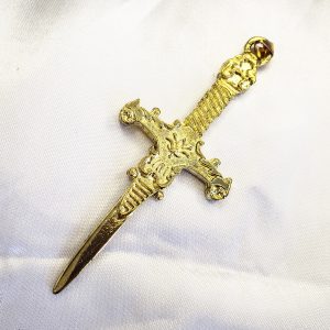 Punhal MD - Dourado c/ Pedra Vermelha - Imagem 3
