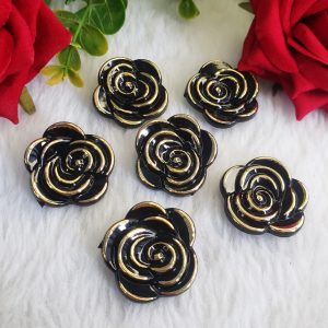 Flor de Acrilico 30mm - Preto - 6 Unidades