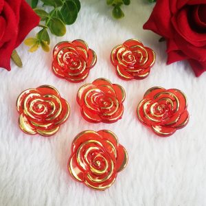 Flor de Acrilico 30mm - Vermelho - 6 Unidades
