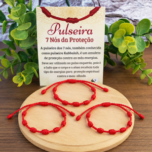 Pulseira 7 Nós da Proteção Kabbalah - Trançada 50 peças