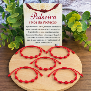 Pulseira 7 Nós da Proteção Kabbalah - Trançada 100 peças