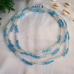 Guia Azul Celeste e Transparente Miçangão c/ Firma