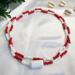 Guia Vermelho e Branco Miçangão c/ Firma 90cm