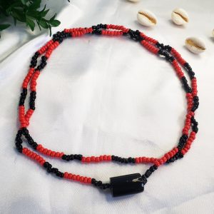 Guia Preto e Vermelho Miçangão c/ Firma 90cm